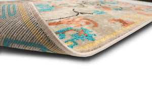 Beige Aqua Rust Color Persian style rugs.