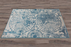 Gray Blue Color Machine Made Persian style rugs.