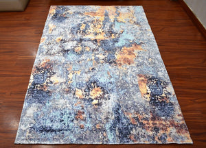Multi Size Gray, Blue Color Handmade Micro Printed Victoria Design Traditional Oriental Area Rug - Oriental Rug Of Houston