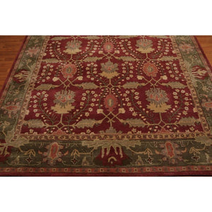 Multi Size Rusty Red, Green Hand Tufted William Morris Arts & Craft 100% Wool Oriental Area Rug - Oriental Rug Of Houston