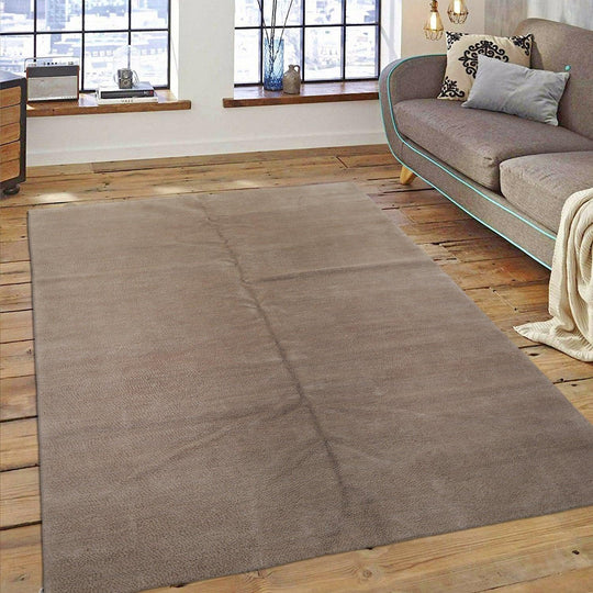 Lapchi 6’ x 8'10" Hand Knotted Modern Pindrop Wool & Silk Tibetan Area Rug Taupe