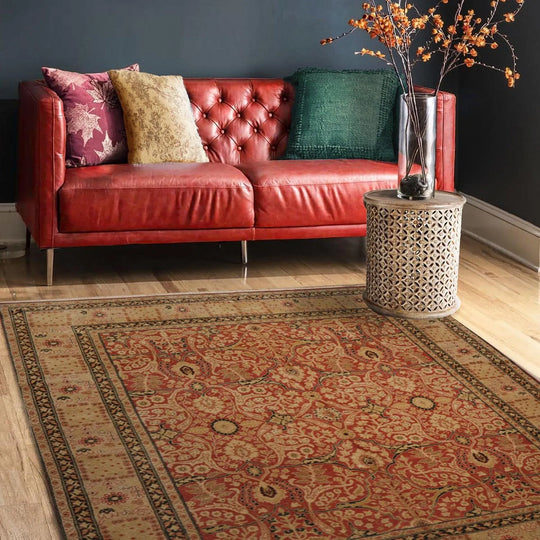 8’x10’  Hand Knotted 100% Wool Traditional Indo Tabrizz Area Rug Rose