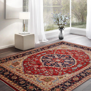 9’11" x 13’11” Herizz Hand Knotted Wool Traditional Area Rug Orangy Red