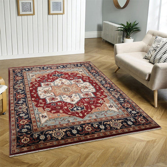 Herizz Hand Knotted 100% Wool Traditional Oriental Area Rug Rust 8’10" x 12’