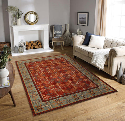 Lapchi Hand Knotted 100% Wool Traditional Tibetan Area Rug Rust 6’1