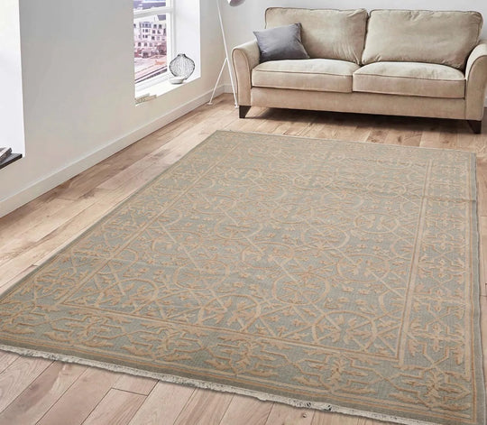 Authentic Turkish Oushak Hand Knotted Wool Oriental Area Rug Sea Foam 6’x9’