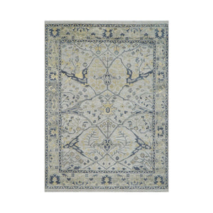 9x12 Bluish Gray, Beige Color Hand Knotted LoomBloom Muted Turkish Oushak 100% Wool Transitional Oriental Area Rug - Oriental Rug Of Houston