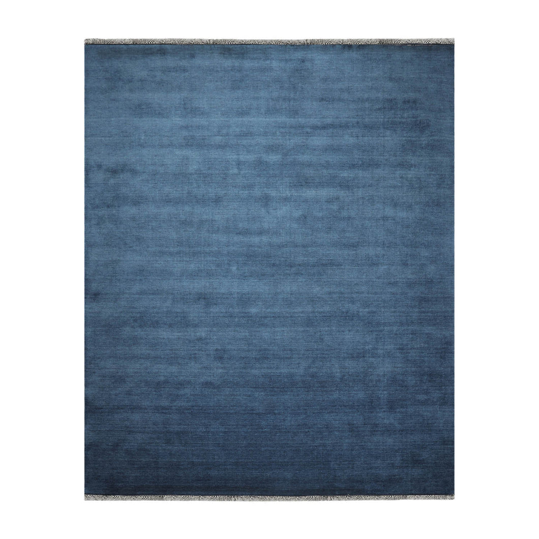 Multi Sizes Hand Loomed wool Plain Solid Minimalist Modern Area Rug Blue