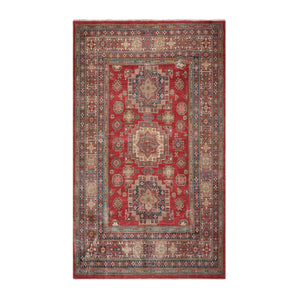 9x12 Rusty Red, Blue Hand Knotted 100% Wool Kazakh Traditional Oriental Area Rug
