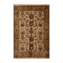 6x9 Hand Knotted New Zealand Wool Agra Traditional Oriental Area Rug Beige, Gold Color
