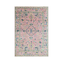 5x7 Pink LoomBloom Hand Knotted Transitional Patterned Oushak 100% Wool Oriental Area Rug