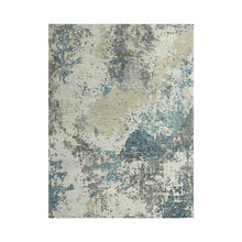 7' 11"x9' 10" Gray Beige Moss Color Hand Knotted Tibetan 100% Wool Modern Abstract Oriental Rug