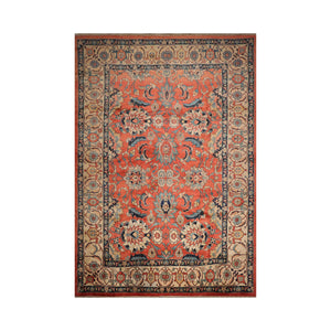 11'5''x16'6'' Palace Salmon, Ivory Hand Knotted 100% Wool Mahal Arts & Crafts Oriental Area Rug