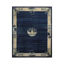 9x12 Navy Blue Hand Knotted Tibetan 100% Wool Michaelian & Kohlberg Chinese Art Deco Oriental Area Rug