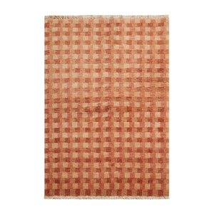 4x6 Peach, Rust Hand Knotted Tibetan 100% Wool Michaelian & Kohlberg Modern & Contemporary Oriental Area Rug