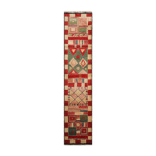 Runner Red, Green Hand Knotted Tibetan 100% Wool Michaelian & Kohlberg Modern & Contemporary Oriental Area Rug