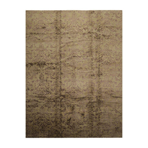 9x12 Moss, Graphite Mark Phillips Hand Knotted Tibetan 100% Wool Damask Contemporary Area Rug
