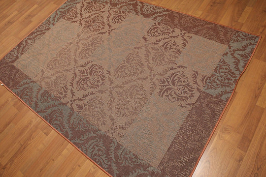 5'4"x7'8" Blue, Rust, Multi Color Machine Made Polypropylene Indoor Outdoor Turkish Dhurry Rug