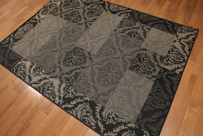 5'x7' Black, Gray, Multi Color Machine Made Polypropylene Indoor Outdoor Turkish Dhurry Rug - Oriental Rug Of Houston