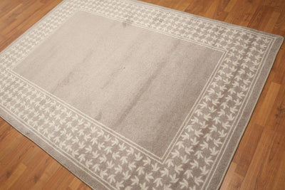 5'x7' Toupe, Ivory, Multi Color Machine Made Polypropylene Indonesian High Density Hand Carved Effect Modern Oriental Rug - Oriental Rug Of Houston