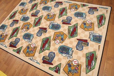 5'x7' Beige, Green, Blue, Multi Color Machine Made Polypropylene Indonesian High Density Hand Carved Effect Modern Oriental Rug - Oriental Rug Of Houston