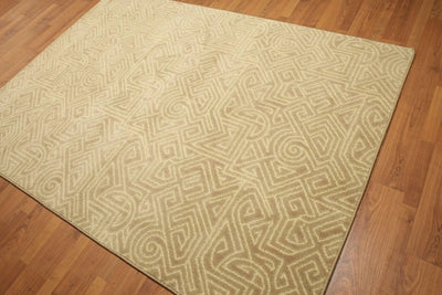 5'x7' Beige, Ivory, Multi Color Machine Made Polypropylene Indonesian High Density Hand Carved Effect Modern Oriental Rug - Oriental Rug Of Houston