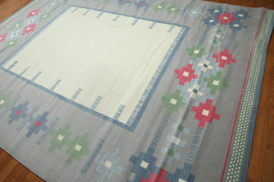 8x10 Ivory Machine Made Southwestern 100% Wool Oriental Area Rug - Oriental Rug Of Houston