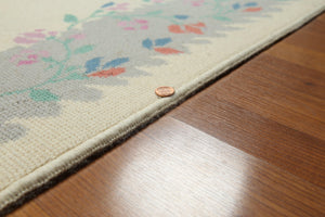 Handmade Aubusson Design 100% Wool Area rug Ivory 7'10" x 11' - Oriental Rug Of Houston