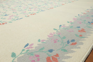 Handmade Aubusson Design 100% Wool Area rug Ivory 7'10" x 11'