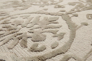 9'x12' Olive & Beige  Color Handmade Tibetan Ikat   Area Rug  Wool & Bambool Silk