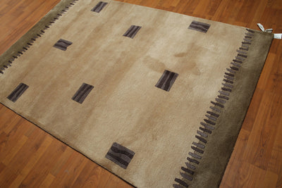 5' x 7' Handmade Traditional Oriental 100% Wool Area rug Beige - Oriental Rug Of Houston