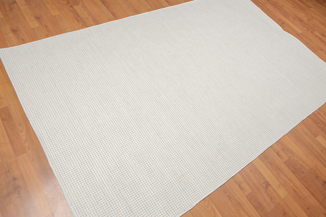 4' x6'  Beige Grey Color Hand Made Flat Pile Area Rug Wool Contemporary Oriental Rug
