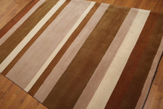 Handmade 100% wool Traditional Oriental Area Rug Modern Brown 5'6" x 8'6"