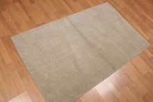 3' x 5' Dirty Beige Hand Knotted Solid 100% Wool Pile area rug Beige