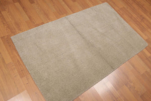 3' x 5' Dirty Beige Hand Knotted Solid 100% Wool Pile area rug Beige - Oriental Rug Of Houston
