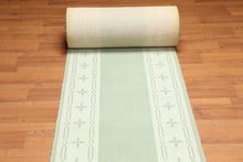 2'4" x 28' Palace Size Runner 100% New Zealand Wool Area Rug Green - Oriental Rug Of Houston
