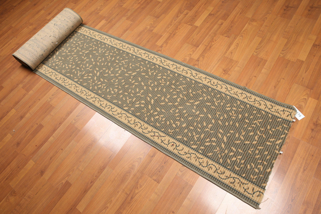2' 6''x18'  Olive Light Gold Green, Multi Color Machine Made Oriental Area Rug Wool Traditional Oriental Rug
