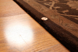 5'6" x 8'6" Handmade Wool & silk Oriental Area Rug Traditional Brown - Oriental Rug Of Houston