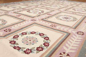6x9 Beige Hand Woven 100% Wool French Needlepoint Aubusson Area rug - Oriental Rug Of Houston