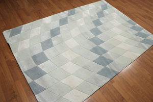 5' x 7'6" Handmade Modern Area rug Wool & viscose Sea foam - Oriental Rug Of Houston