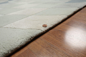 5' x 7'6" Handmade Modern Area rug Wool & viscose Sea foam