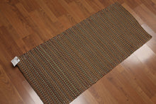 1'9"x4' Dhurry Kilim Reversible Hand-Woven Wool Contemporary Oriental Area Rug