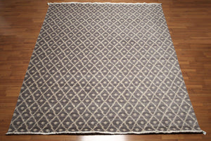 9' x 12' Hand knotted Oriental Area rug Wool full pile Modern Ikat Gray 9x12 ft - Oriental Rug Of Houston