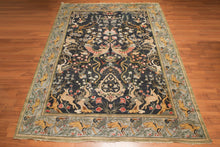 9x12 Charcoal Antique Spanish Wool Pile with Silk Foundation Hand Knotted Area Rug - Oriental Rug Of Houston