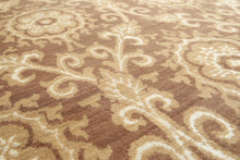 9' x 12' hand knotted Wool Damask Pattern Oriental Area Rug full pile 9x12 Brown - Oriental Rug Of Houston