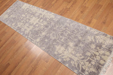 2'4" x 8' Hand Knotted Botanical distressed Wool runner Area rug Gray - Oriental Rug Of Houston