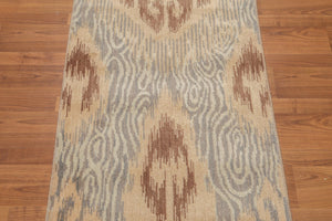 2'4" x 8' Hand Knotted Ikat 100% Wool runner Area rug Modern Tan
