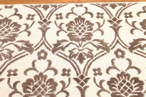 8' x 10' Hand knotted wool & silk Tibetan Area Rug Designer 8x10 Ivory - Oriental Rug Of Houston