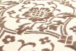 8' x 10' Hand knotted wool & silk Tibetan Area Rug Designer 8x10 Ivory - Oriental Rug Of Houston