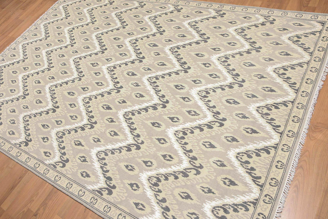 6' x9'  Gray Beige Dark Grey, White Color Hand Knotted Oriental Area Rug Wool & Bamboo Silk Contemporary Oriental Rug